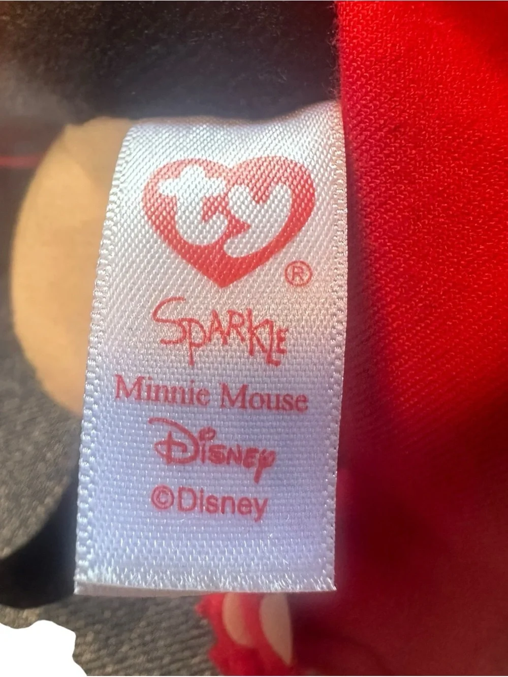 TY Sparkle Minnie Mouse Disney Plush Red Polka Dot Stuffed Animal 5”